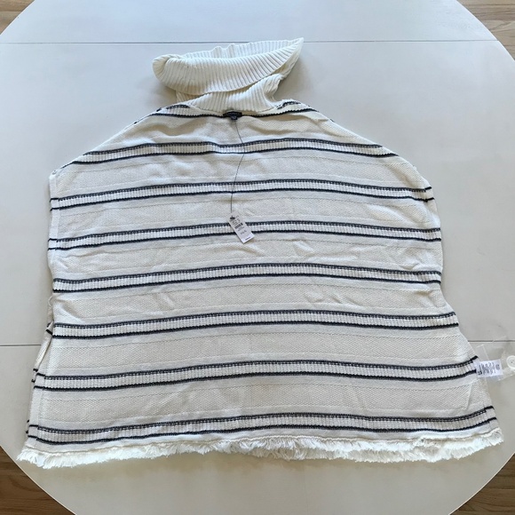 NWT TALBOTS COWL NECK SWEATER STRIPE PONCHO - Picture 10 of 13